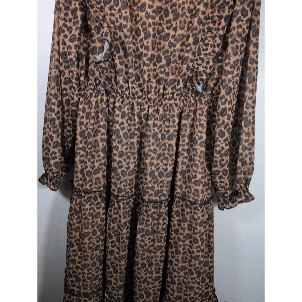 Three Birds Nest Womens Maxi Dress Womens Sz M Tiered Boho Animal Print